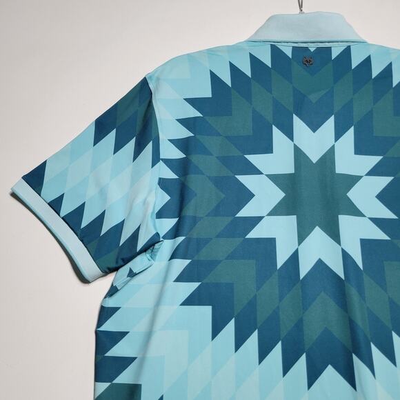 NWT Greyson Mens Big Sky Polo Shirt Bold Geometric Pattern $118 Rtl Size Large - Picture 15 of 16